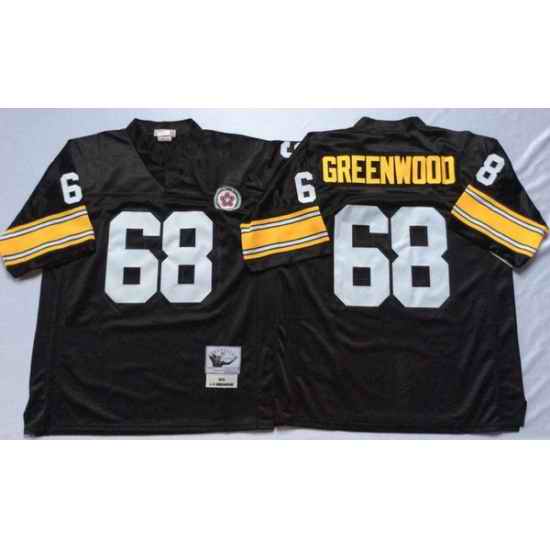 Men Pittsburgh Steelers 68 L. C. Greenwood Black M&N Throwback Jersey